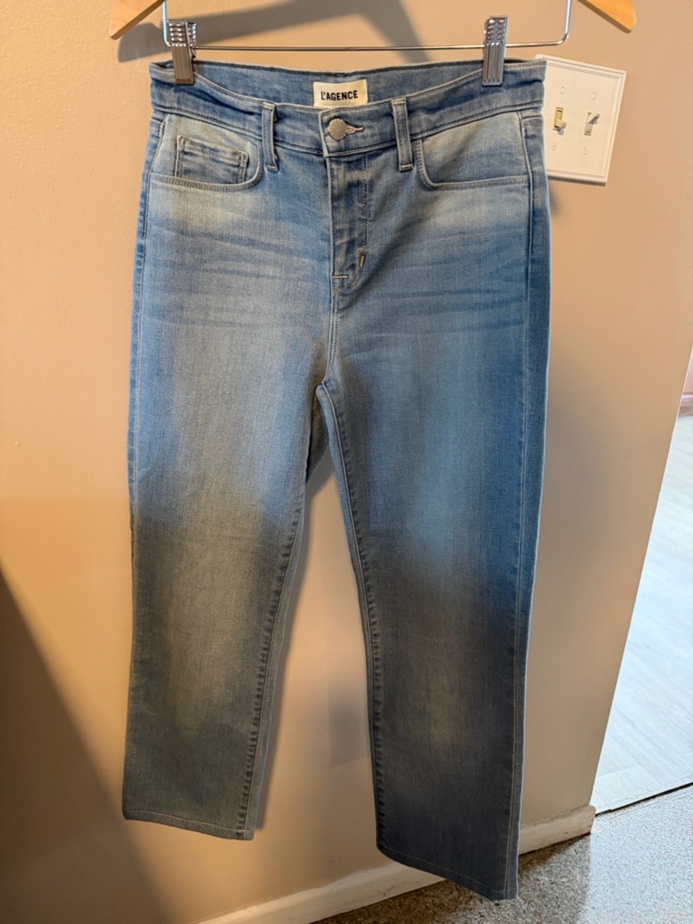 L'AGENCE Medium Wash Straight Leg Jeans